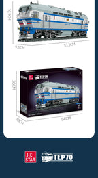 Jiestar JJ9259 Locomotora Diésel TEP70 Tren Ferroviario con Luz, Kit de Construcción de Modelos