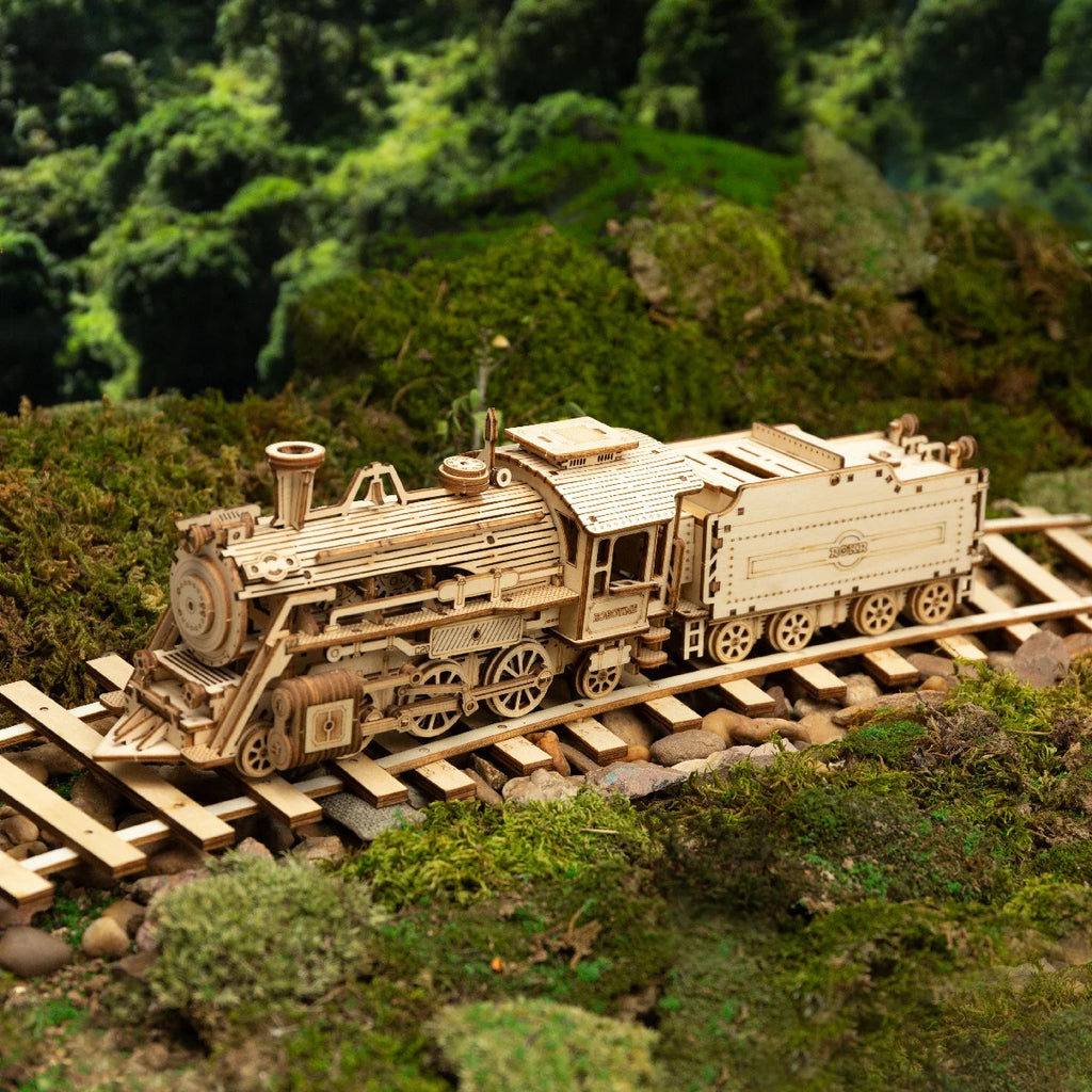 Robotime Rokr coche clásico 3D rompecabezas de madera tren ejército Jeep camión pesado coche Vintage escala 1:15 Kits de construcción de modelos para niños