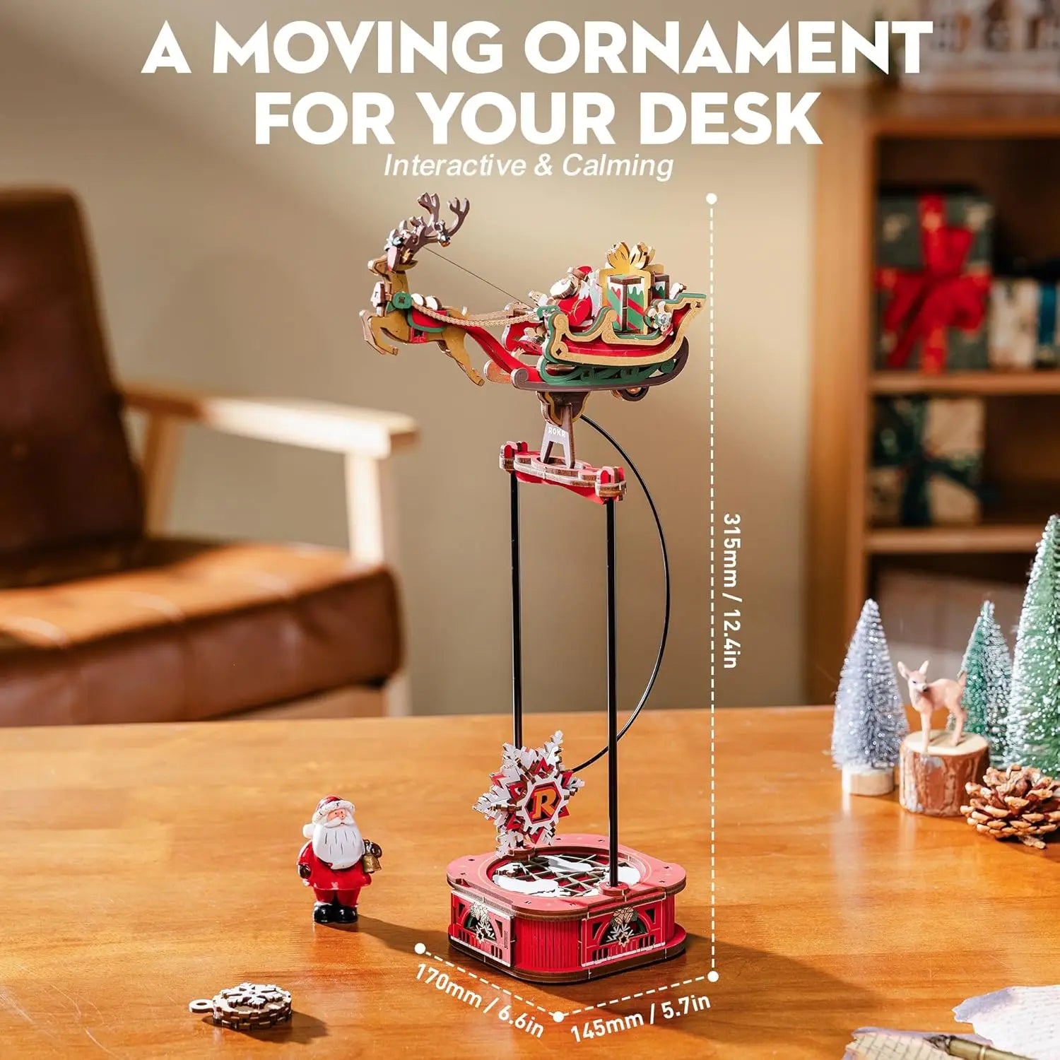 Kit de construcción de modelos Robotime Rokr Gravity Swing, kit de rompecabezas de madera 3D, kit de Papá Noel en trineo, kit de pescador oceánico, los mejores regalos para adultos.