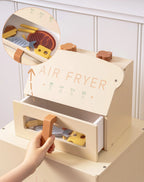 Robotime Robud freidora de aire de madera juego de cocina con accesorios cocinar comida regalo para niños niñas color crema
