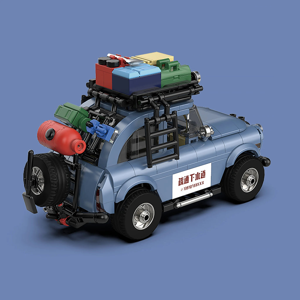 427 Uds. Bloques de construcción de automóviles de desbloqueo  Anime azul coche de desbloqueo todoterreno camión vehículo