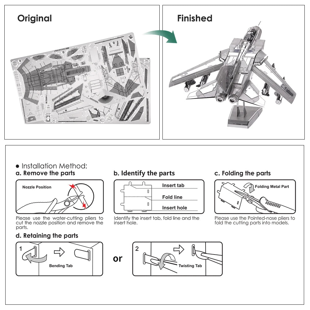 Piececool-rompecabezas de Metal 3D para adultos, chorros de combate Tornado, juguete artesanal, rompecabezas, Kits de modelos