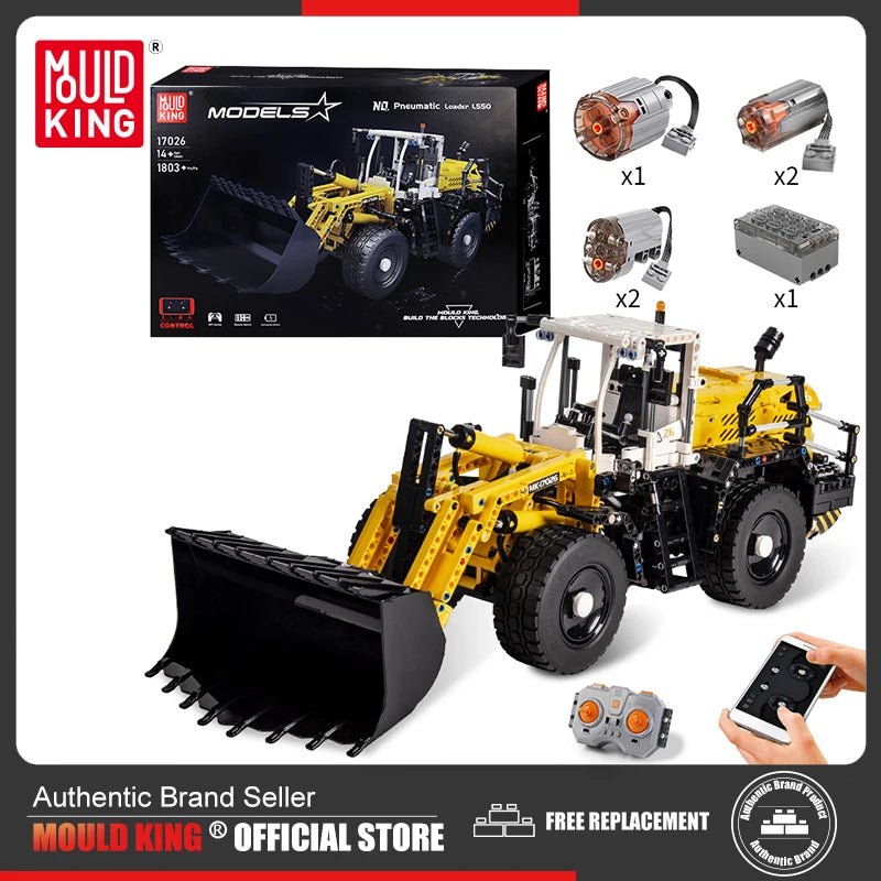 Mould King 17026 coche de juguete técnico, cargador neumático con Control remoto L550