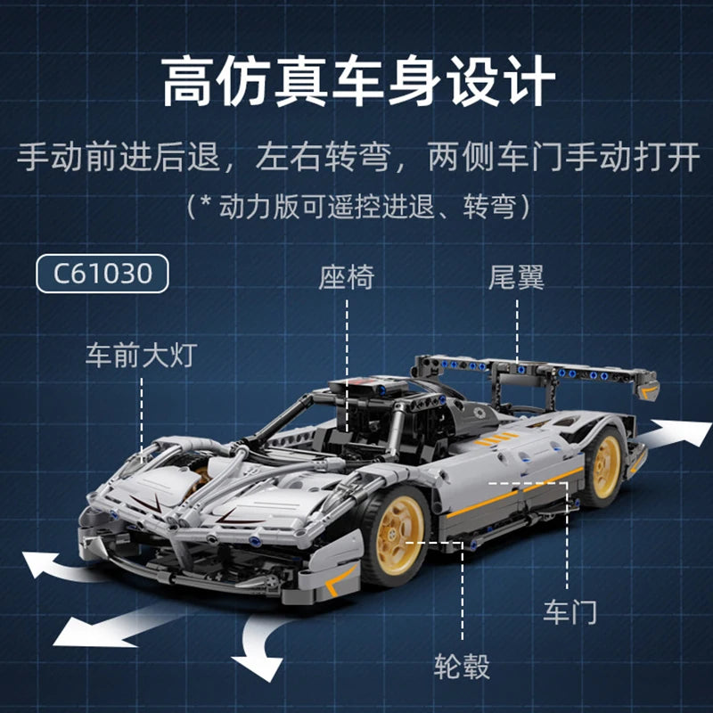 Cada C61030W 969 Uds 1:12 hijo del viento bloques de construcción de automóviles supercoche de carreras