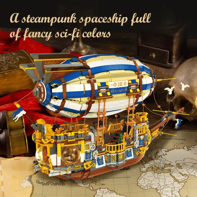 Bloques de Construcción Creativos JIESTAR, Modelo de Dirigible Steampunk, Ladrillos 3D, Barco Pirata de Caballeros
