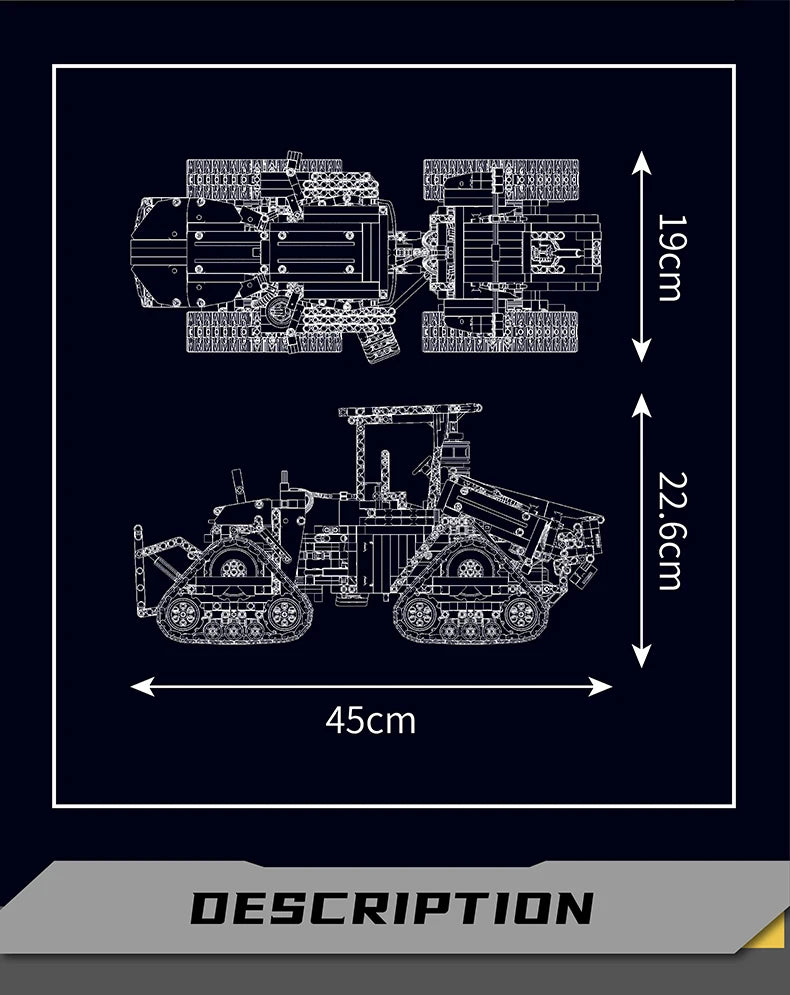 Mould King-bloques de construcción de coche técnico MOC-35270 de bloques de construcción, Tractor neumático sobre orugas, montaje de modelo de camión