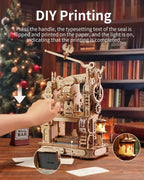 Robotime rokr Kits de modelos de rompecabezas de madera 3D Prensa de impresión clásica Engranajes mecánicos para adultos