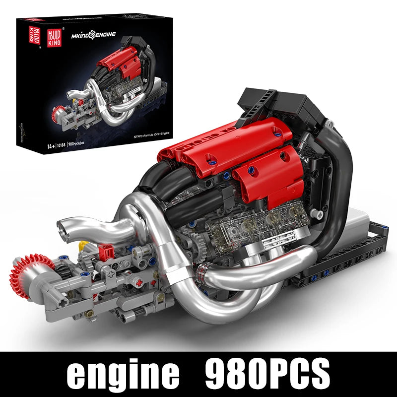 Mould King 10188 juguetes técnicos de motor de coche motorizado STR 13 Fórmula Uno bloques de construcción de motor juego de ladrillos