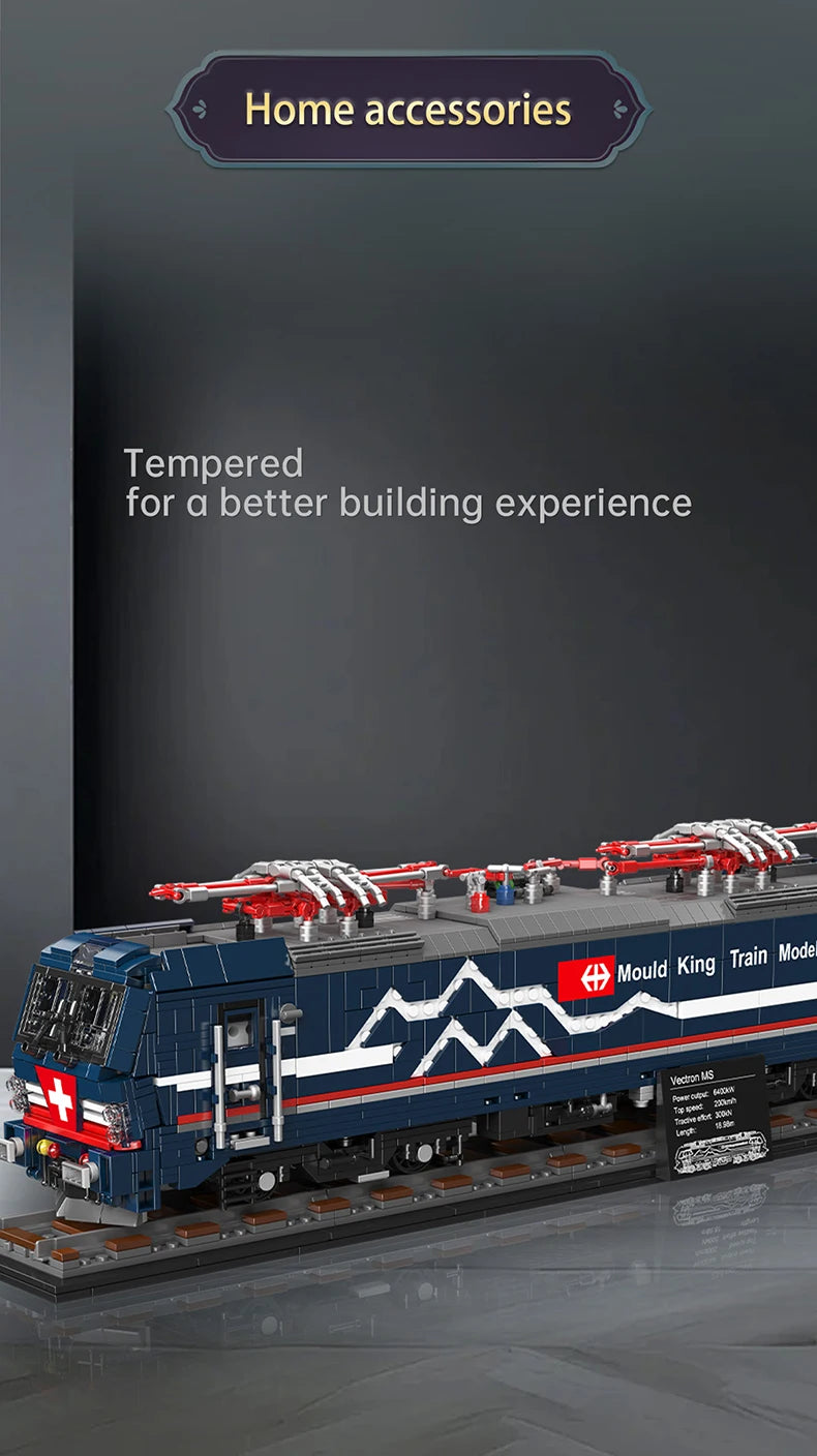 Mould King 12045 Tren técnico de juguete, tren motorizado Vectron MS, bloque de construcción, locomotora RC