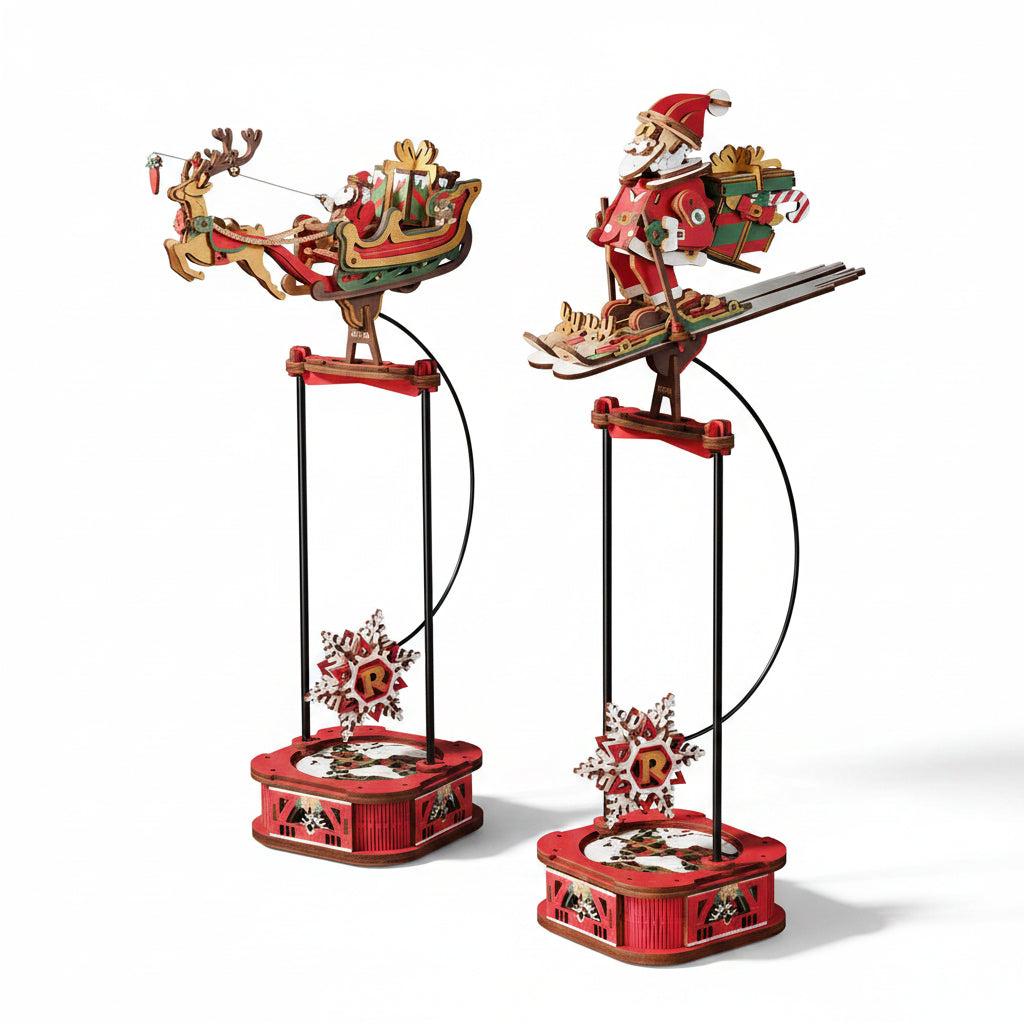 Kit de construcción de modelos Robotime Rokr Gravity Swing, kit de rompecabezas de madera 3D, kit de Papá Noel en trineo, kit de pescador oceánico, los mejores regalos para adultos.