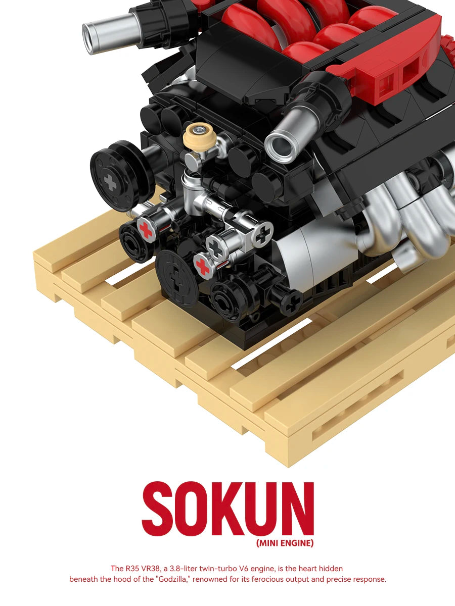 Bloques de Construcción de Motor R35 VR38 de 318 Piezas, PB8869E, Superauto Técnico SOKUN, Ladrillos Decorativos de Motor de Vehículo