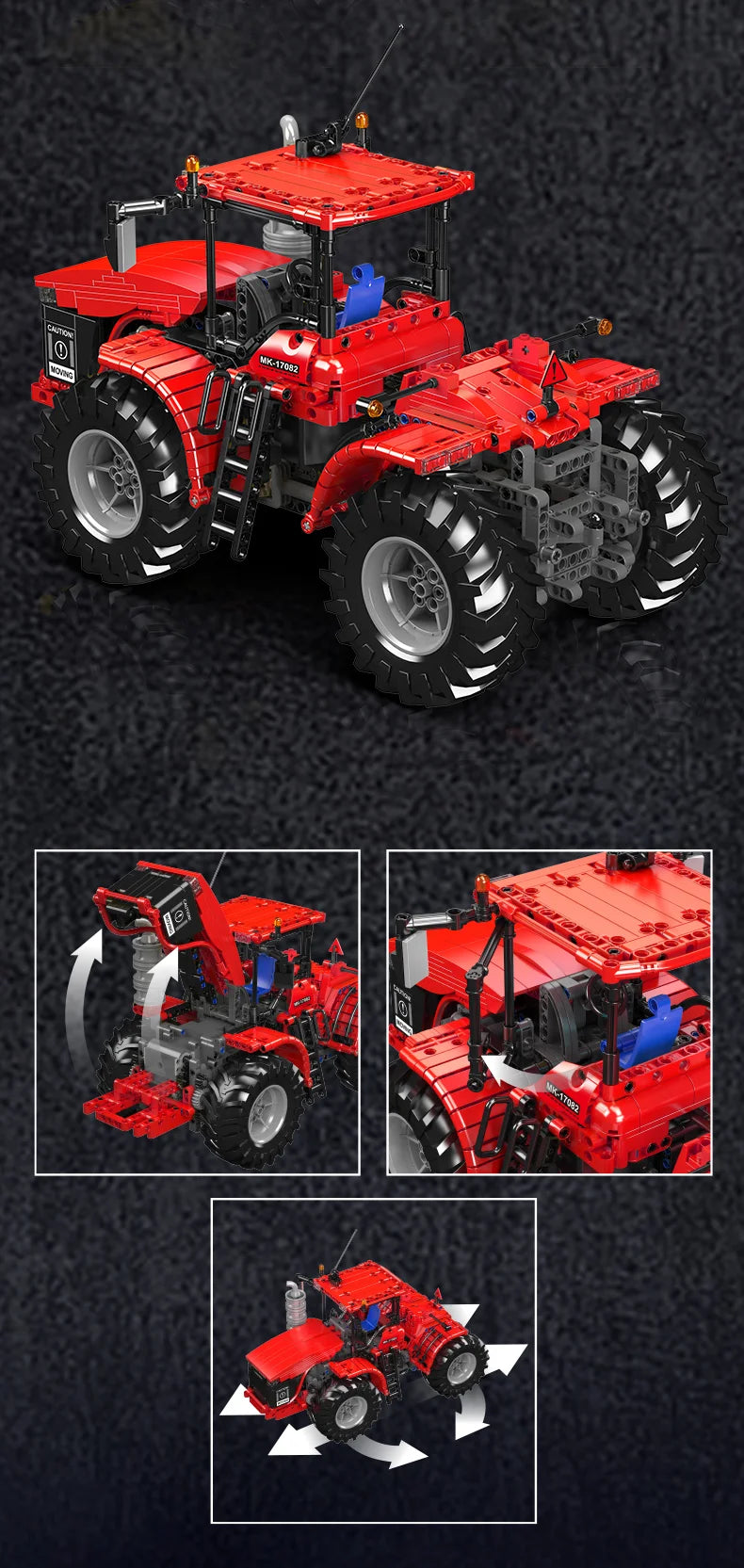 Mould King 17081/17082 juguetes técnicos para coche, Tractor articulado RC Challenger