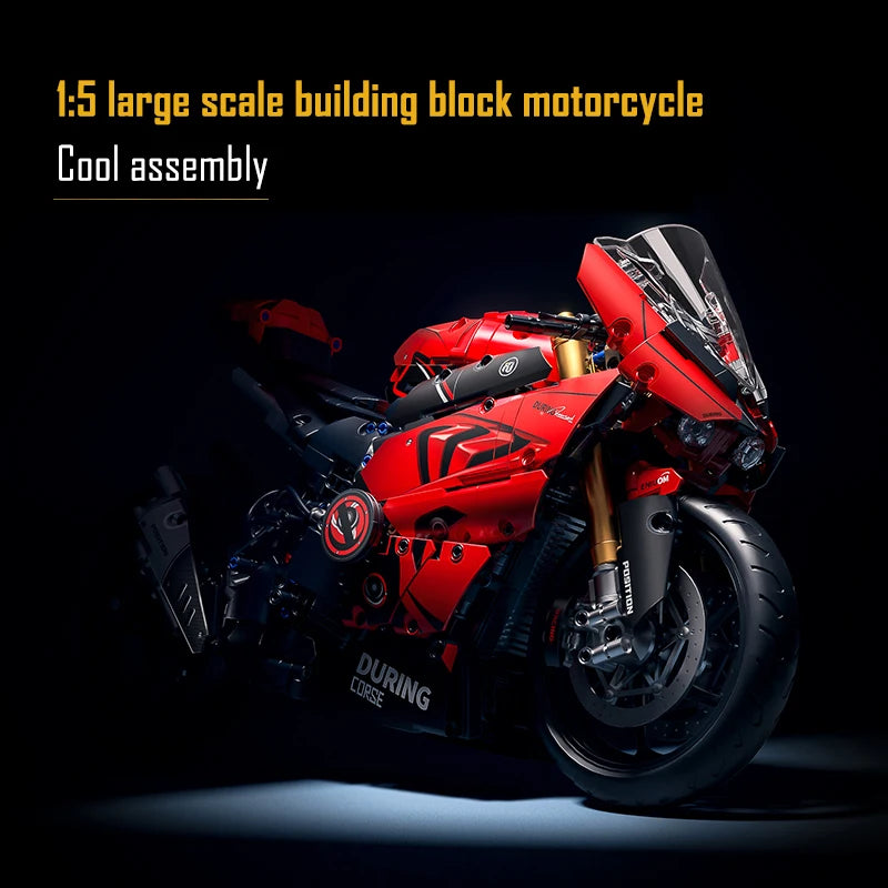 ToylinX-Juego de bloques de construcción de motocicletas 1:5, 2024 Uds., modelo de súper moto de carreras técnicas