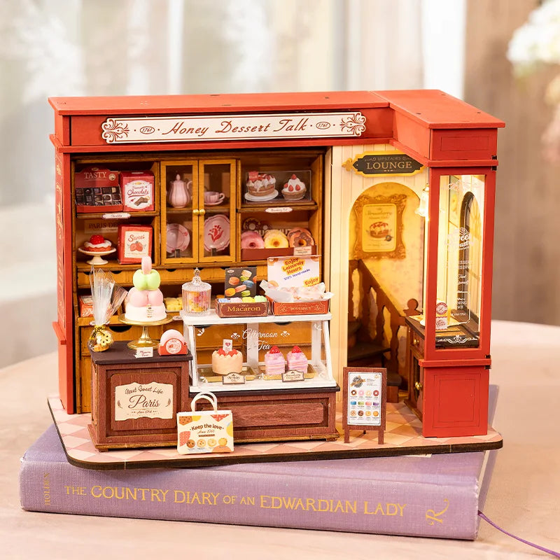 Robotime Rolife Honey Dessert Talk Rompecabezas 3D DIY Kit de casa de muñecas en miniatura Regalo increíble para niños niñas niños