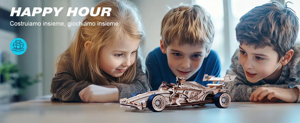 Robotime-rompecabezas de madera 3D, Kits de modelos de coches de carreras, 5H, construcción de 8-10M, motor rugiente mecánico LK505 para adultos, adolescentes y niños