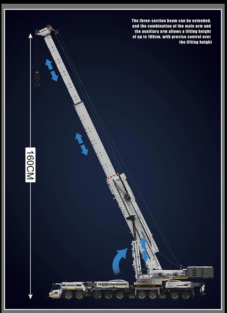 Mould King 17007 17008 Camión Técnico de Juguete, Grúa Liebherr LTM 11200 RC, Bloques de Construcción, Ladrillos