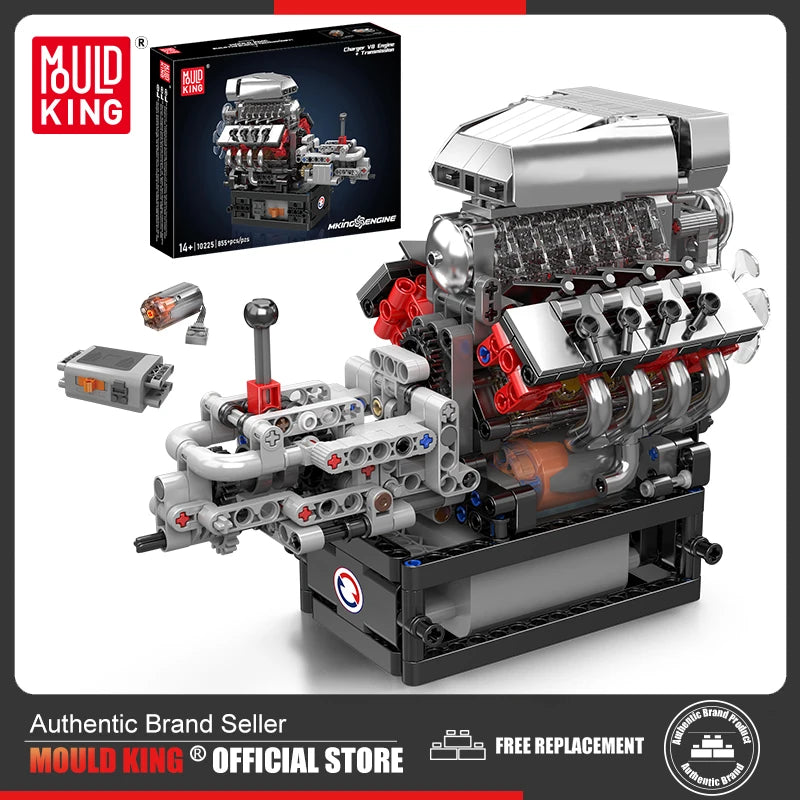 Mould King 10225, juguetes de motor técnico, conjunto de bloques de construcción de motor motorizado V8
