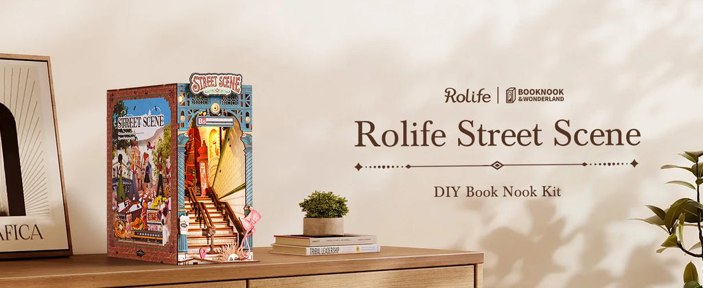 Robotime - Kits de Casa en Miniatura para Armar, Escena de Calle con Luces, Diorama, Kit de Construcción de Modelos, Decoración, Regalo para Adultos