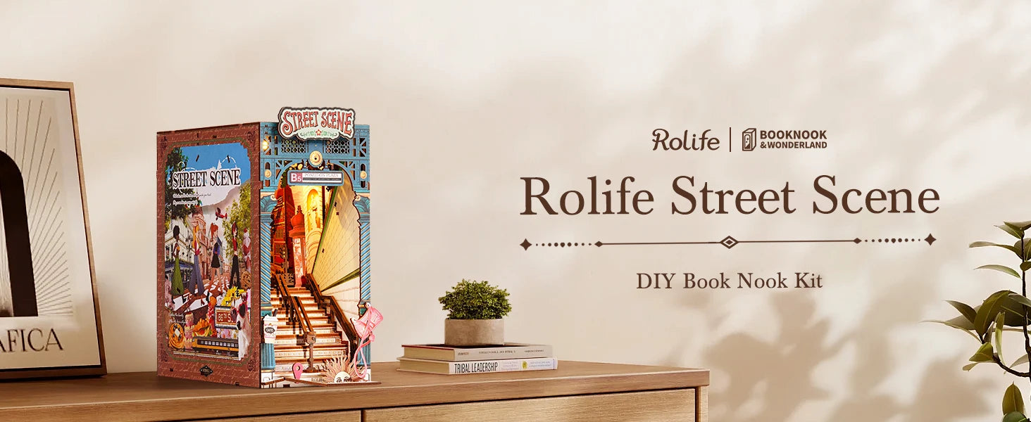 Robotime - Kits de Casa en Miniatura para Armar, Escena de Calle con Luces, Diorama, Kit de Construcción de Modelos, Decoración, Regalo para Adultos