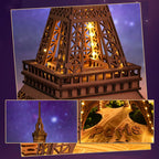 Robotime-Juego de rompecabezas de madera 3D, noche de la Torre Eiffel, modelos 1:638 para niños y adultos, Kits de manualidades DIY, regalo DIY con luz