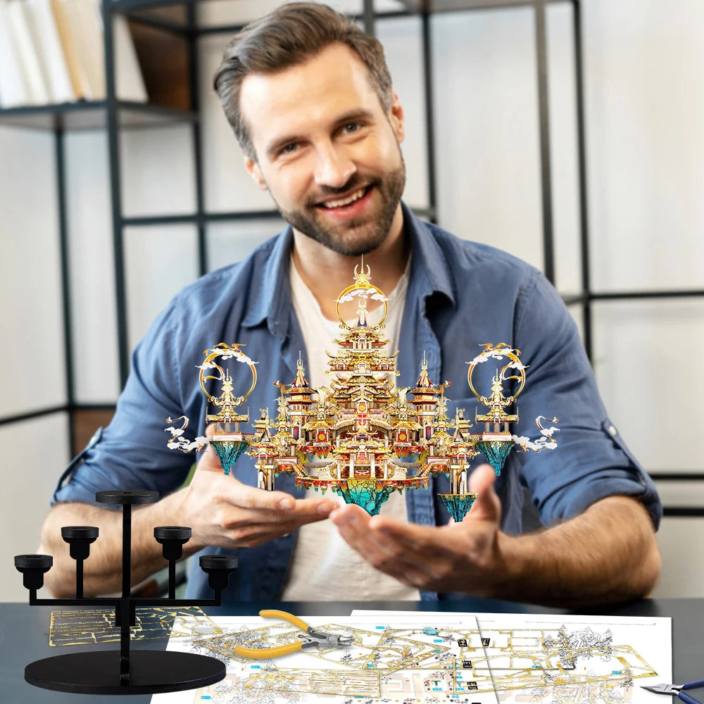 Piececool-rompecabezas de Metal 3D Lingxiao Palace, Kits de modelos de ensamblaje