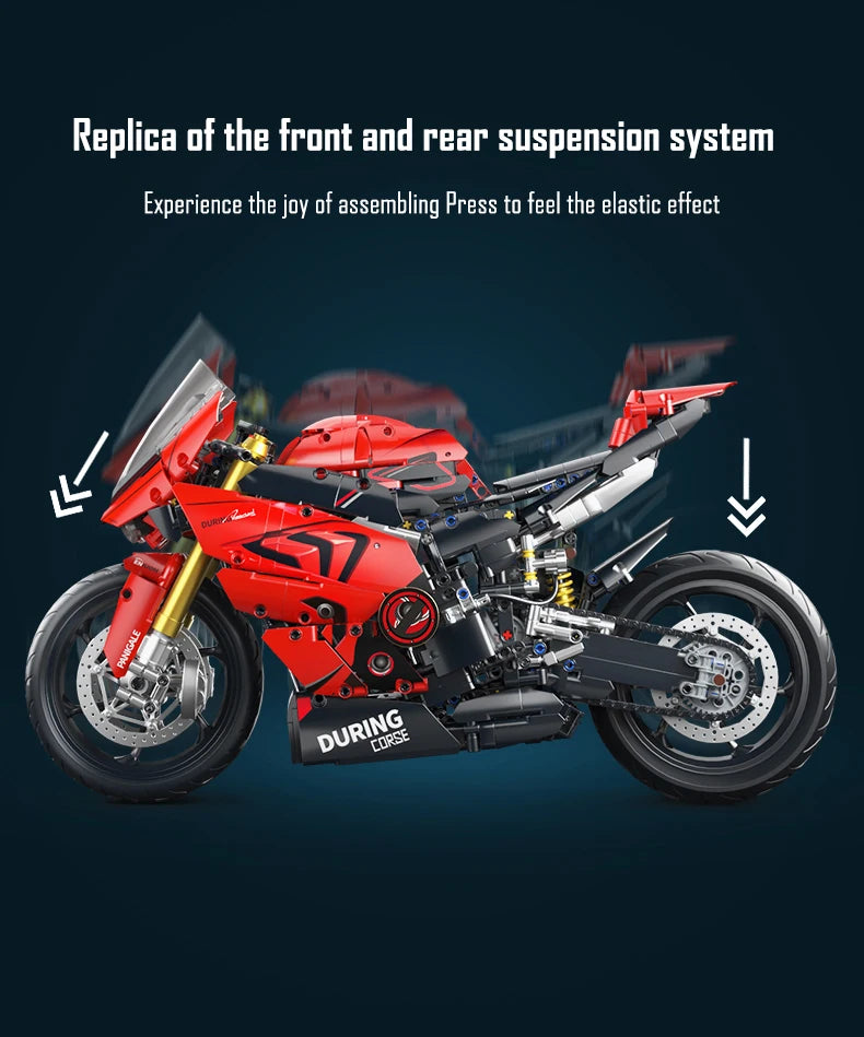 ToylinX-Juego de bloques de construcción de motocicletas 1:5, 2024 Uds., modelo de súper moto de carreras técnicas