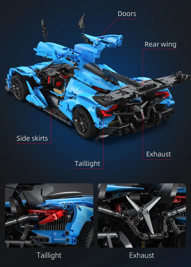 Cada 3865 Uds 1:8 ciudad azul coche de carreras V12 Hypercar modelo