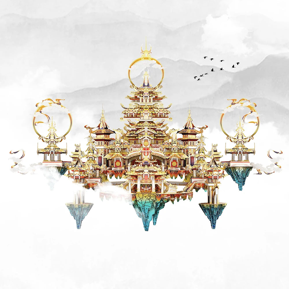 Piececool-rompecabezas de Metal 3D Lingxiao Palace, Kits de modelos de ensamblaje