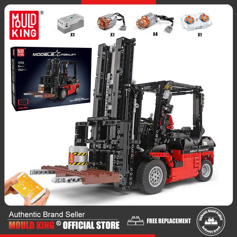 Mould King-bloques de construcción técnicos ladrillos de MOC-3681, vehículos de ingeniería de ciudad, carretilla elevadora RC
