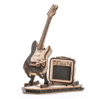 Robotime ROKR guitarra eléctrica rompecabezas de madera 3D para niños adultos montaje juguetes creativos juego de bloques de construcción para regalos de navidad