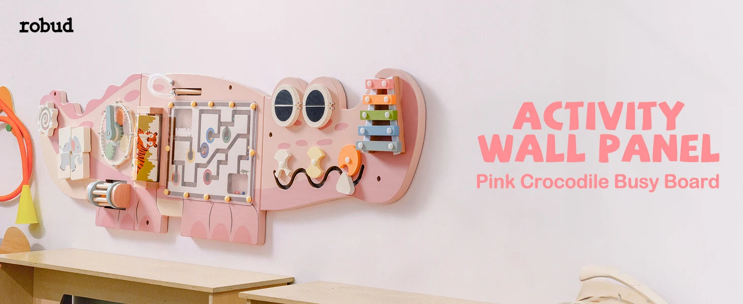 Robotime Robud tablero ocupado de madera juguete de aprendizaje Montessori centro de actividades montado en la pared con engranajes laberinto juguetes de madera regalos