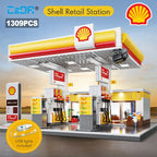 CaDA DIY Shell estación al por menor C66026W estación de gasolina de lavado de coches bloque de construcción de coche