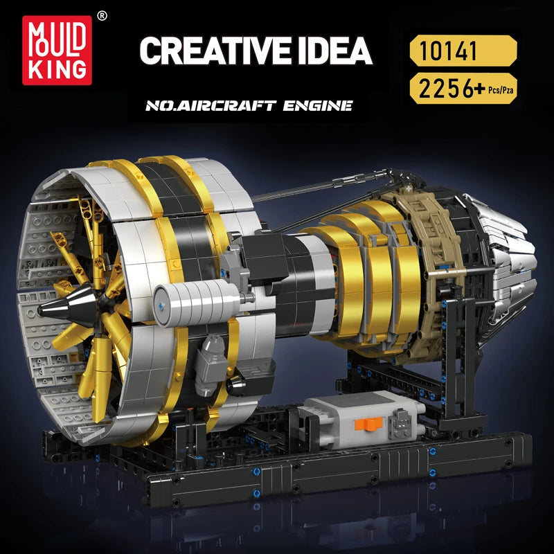 Mould King 10141-bloques de construcción de automóviles técnicos, conjunto de modelo de Motor de avión motorizado