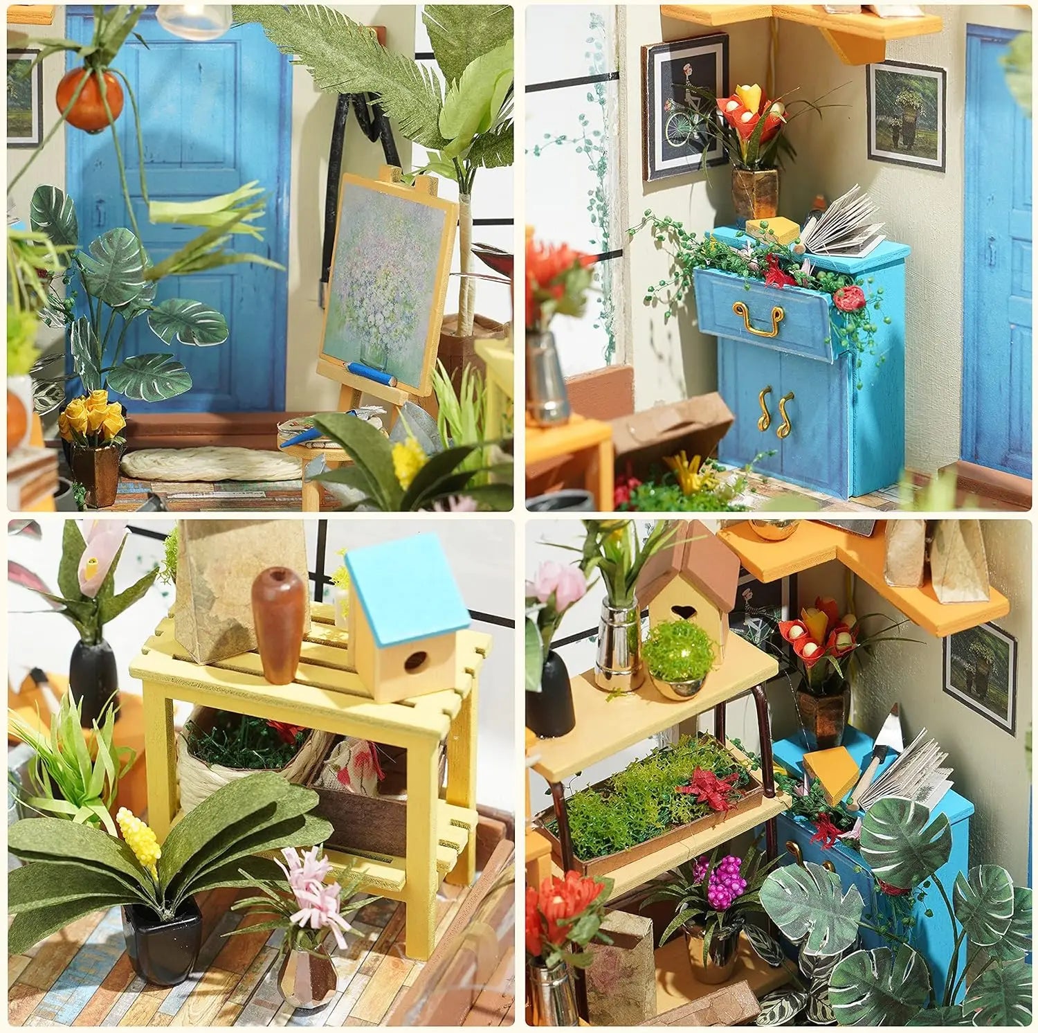 Robotime Mini casa verde Casa de flores de Cathy Casa de muñecas DIY Kit de muebles en miniatura de madera con LED Los mejores regalos de cumpleaños