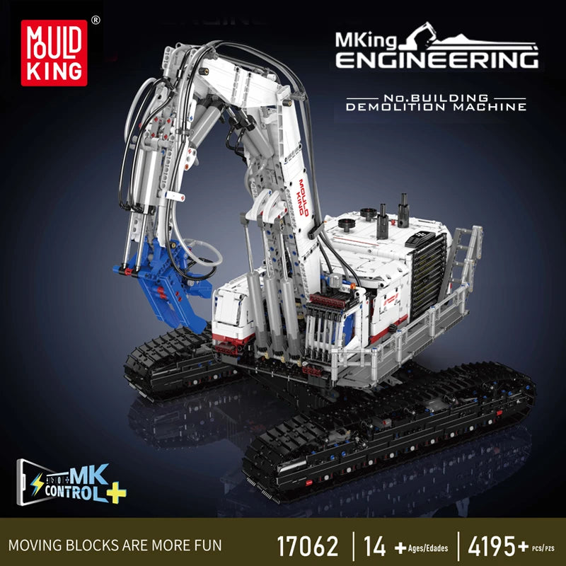 Mould King 17062 camión técnico de juguete, máquina de demolición de construcción RC, montaje de bloques de construcción, coche de ladrillo