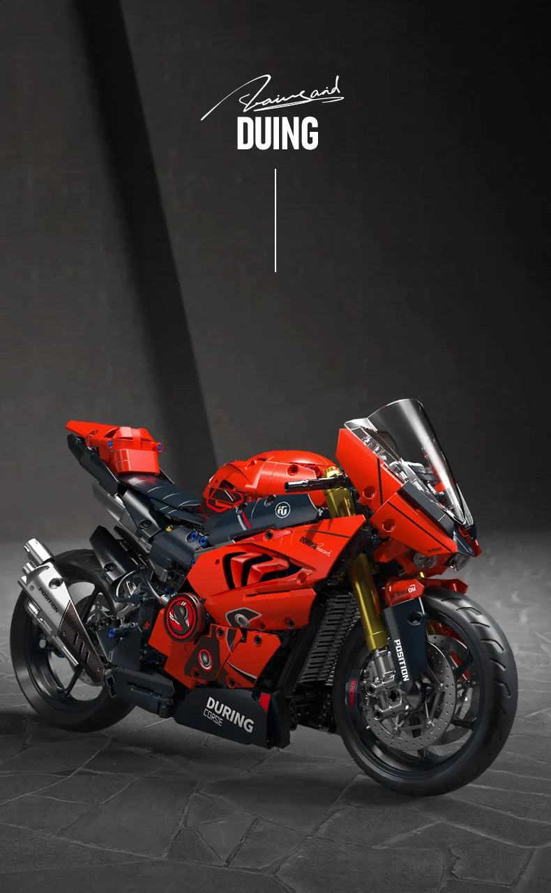 ToylinX-Juego de bloques de construcción de motocicletas 1:5, 2024 Uds., modelo de súper moto de carreras técnicas