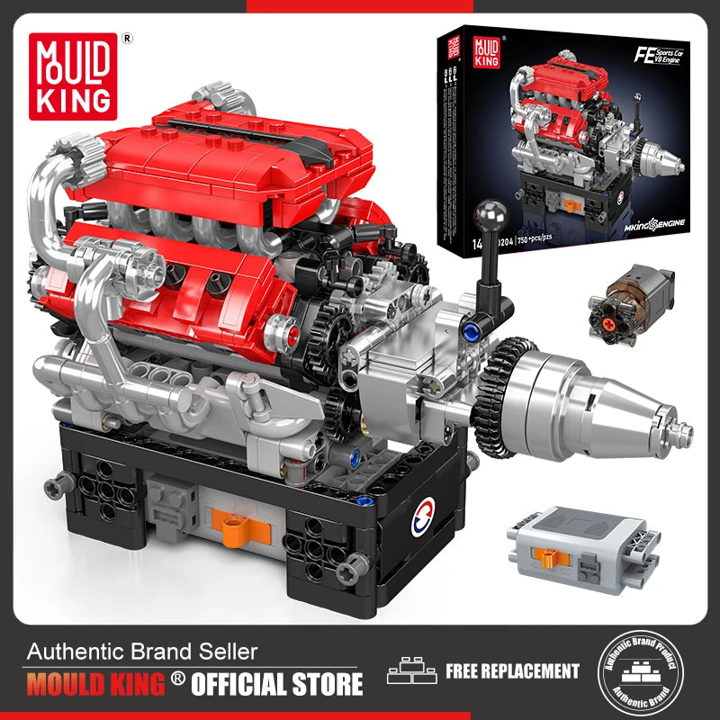 Mould King 10204 juguetes técnicos de motor de coche el nuevo coche deportivo Motorzied FE V8