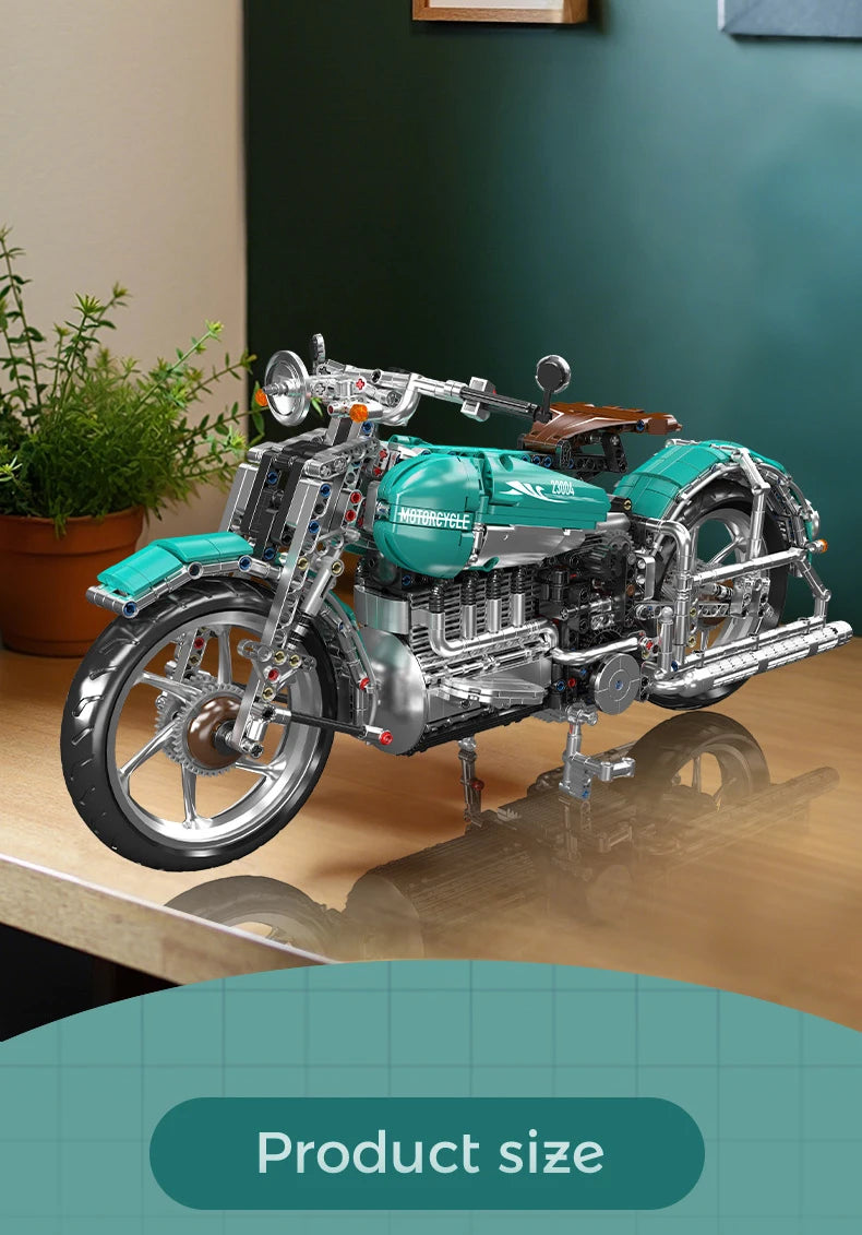 Mould King 23004 juguetes de coche técnico, conjunto de bloques de construcción de motocicleta American Cruise