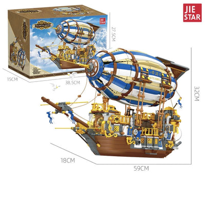Bloques de Construcción Creativos JIESTAR, Modelo de Dirigible Steampunk, Ladrillos 3D, Barco Pirata de Caballeros