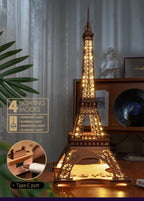 Robotime-Juego de rompecabezas de madera 3D, noche de la Torre Eiffel, modelos 1:638 para niños y adultos, Kits de manualidades DIY, regalo DIY con luz