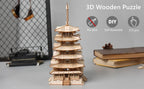Robotime-rompecabezas 3D de Pagoda de cinco pisos para niños y adultos, Kit de construcción de modelo de madera artesanal, el mejor regalo