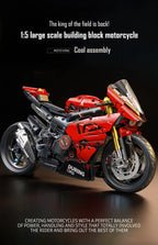 ToylinX-Juego de bloques de construcción de motocicletas 1:5, 2024 Uds., modelo de súper moto de carreras técnicas