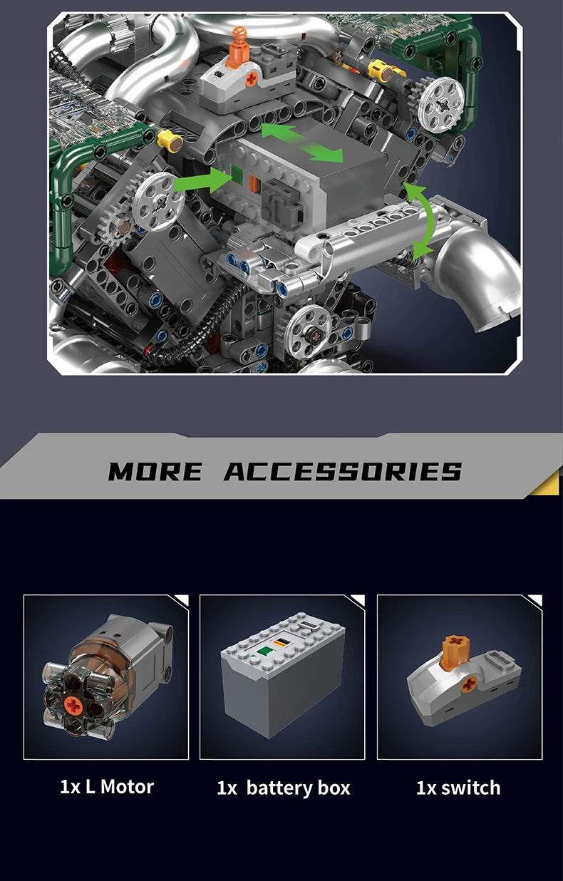 Mould King 10182: motor V8 para automóviles