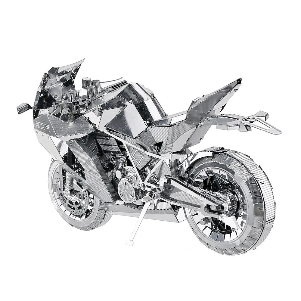 Piececool-rompecabezas de Metal 3D modelo de ensamblaje de motocicleta de plata