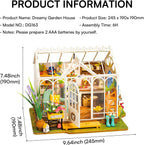 Robotime Rolife-casa de jardín de ensueño, rompecabezas 3D DIY, Kit de casa de muñecas en miniatura, manualidades, pasatiempos, estantería, objetos decorativos
