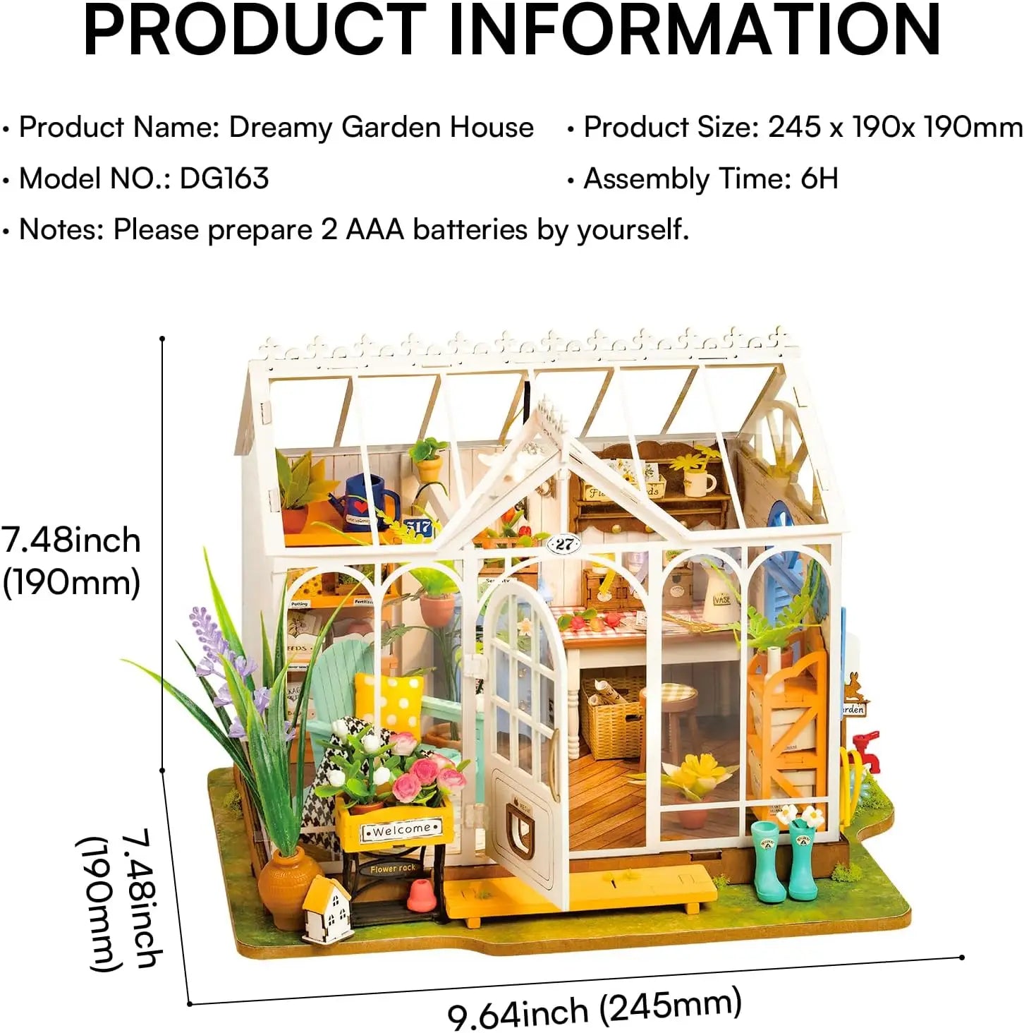 Robotime Rolife-casa de jardín de ensueño, rompecabezas 3D DIY, Kit de casa de muñecas en miniatura, manualidades, pasatiempos, estantería, objetos decorativos