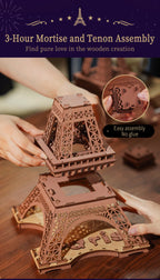 Robotime-Juego de rompecabezas de madera 3D, noche de la Torre Eiffel, modelos 1:638 para niños y adultos, Kits de manualidades DIY, regalo DIY con luz