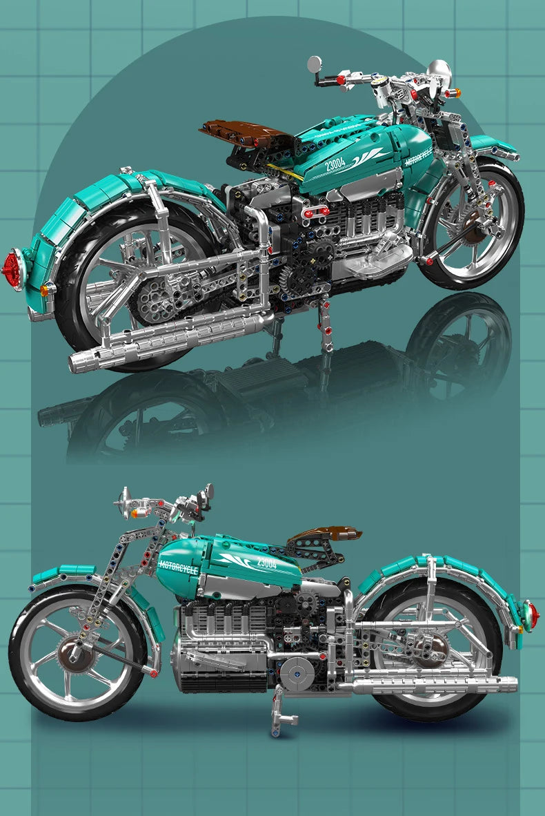 Mould King 23004 juguetes de coche técnico, conjunto de bloques de construcción de motocicleta American Cruise