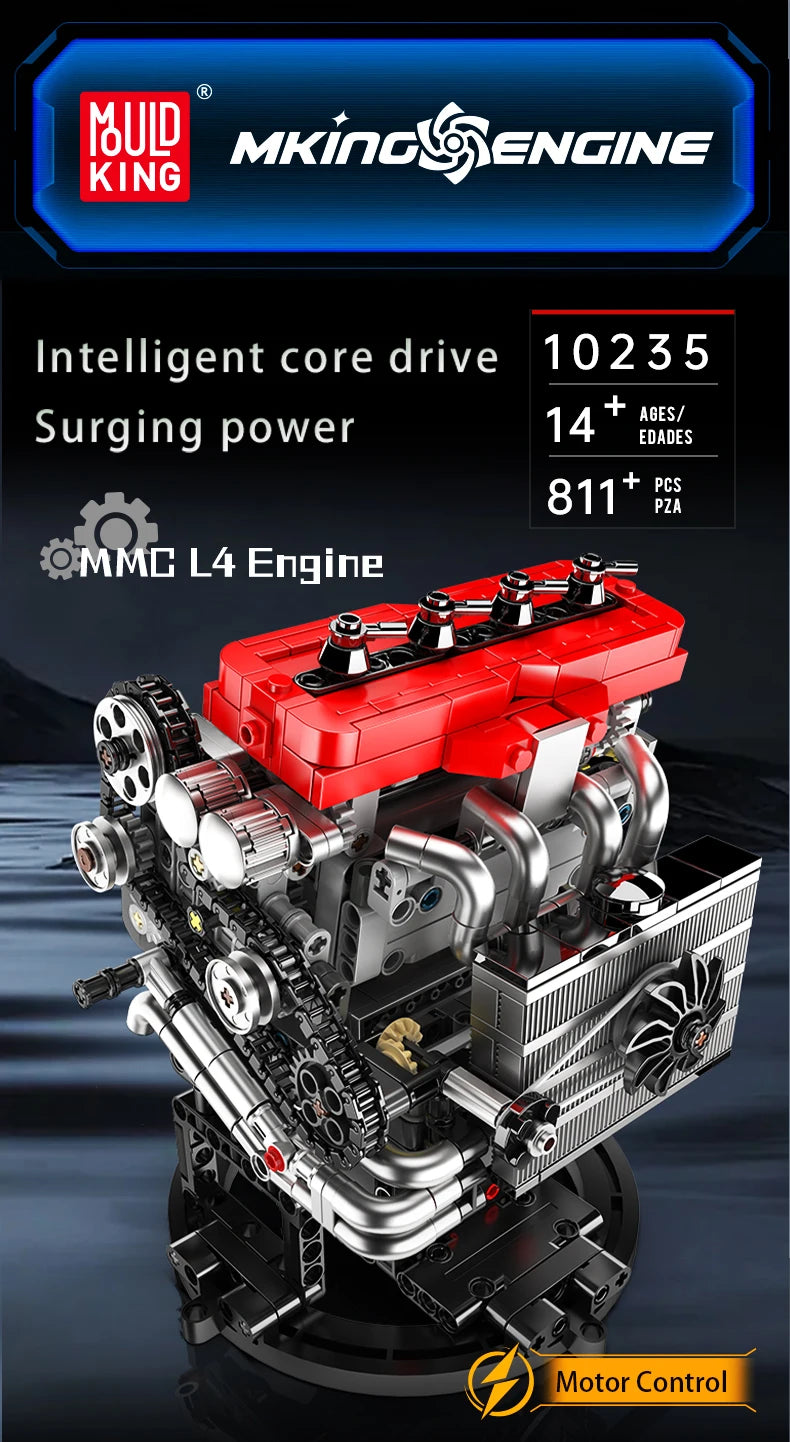 Mould King 10235 juguetes técnicos de motor de coche motorizado MMC L4
