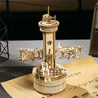 Robotime Roker-rompecabezas de madera 3D para adultos, Kit de modelo de caja Musical DIY para construir un Kit de construcción de autoensamblaje, torre de Control de avión